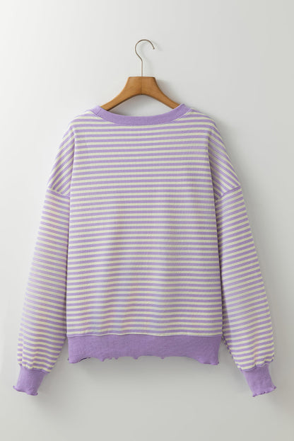 Threaded Pear Angie Stripe Loose Drop Shoulder Long Sleeve Top