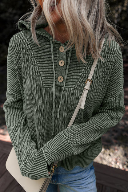 Threaded Pear Sofioya Knit Drawstring Hooded Sweater