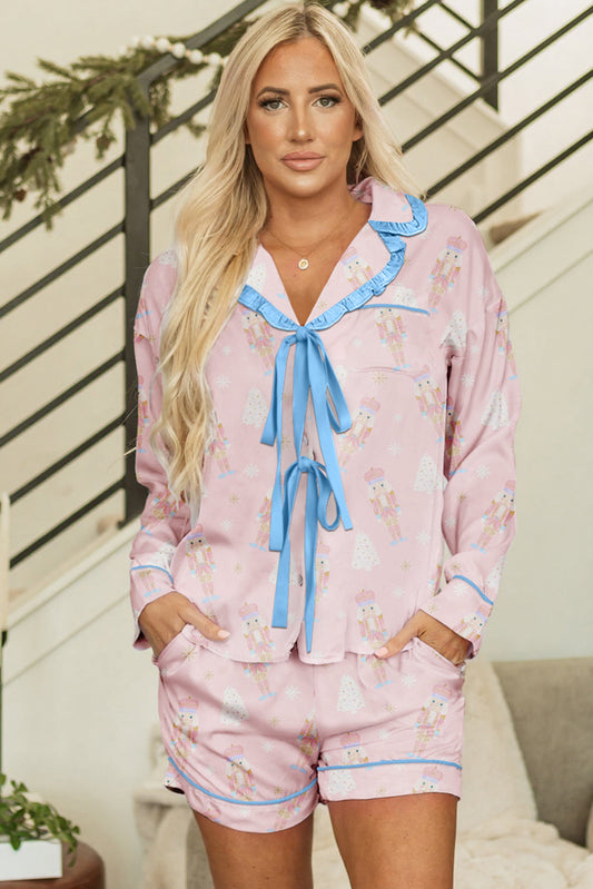 Threaded Pear Ariel Shorts Pajama Set Long Sleeve Top