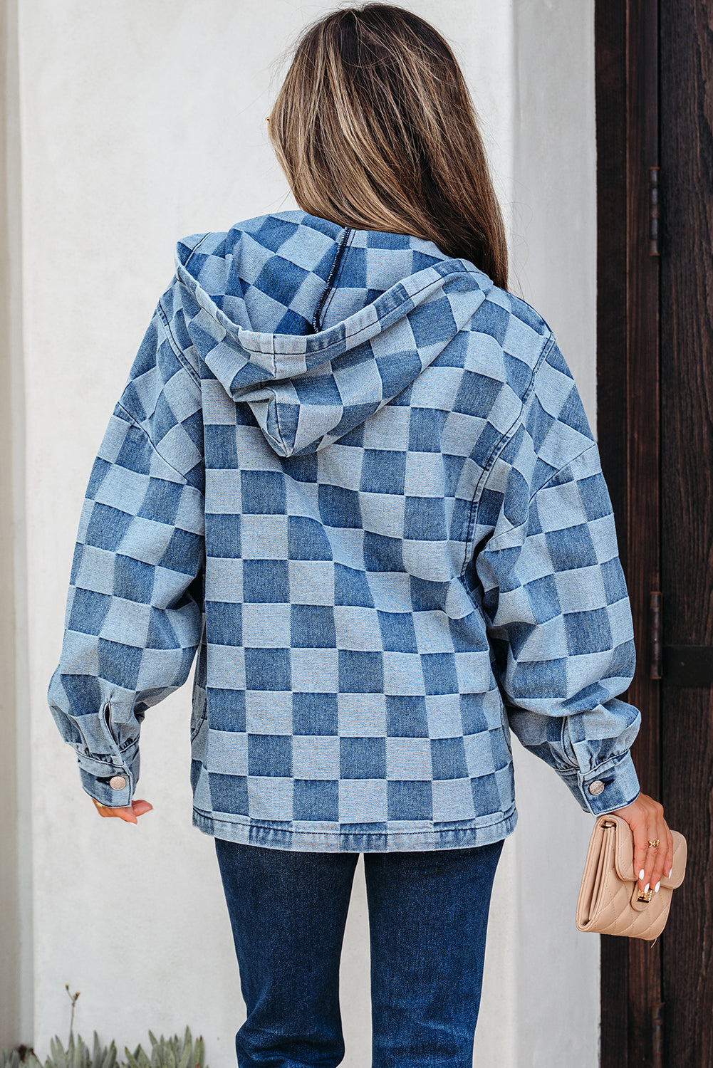 Threaded Pear Taracella Checkerboard Zipped Kangaroo Hoodie