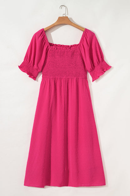 Threaded Pear Marley Plus Size Swiss Dot Smocked Dress