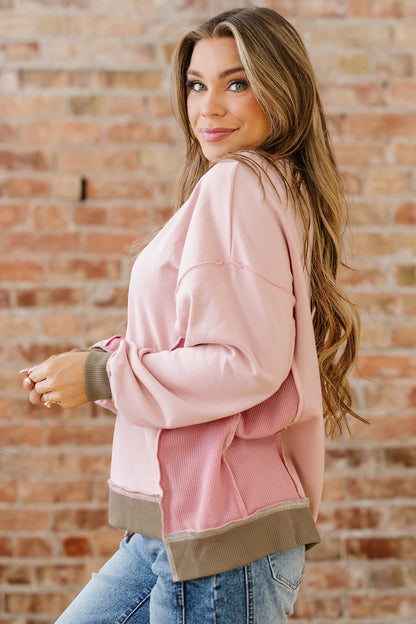 Threaded Pear Lina Waffle Patchwork Oversize Sweatshirt