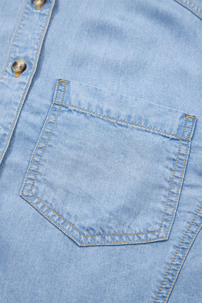 Threaded Pear Daphne High Low Chambray Shirt