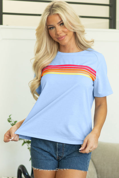 Threaded Pear Priscilla Striped Patch Front Casual Top