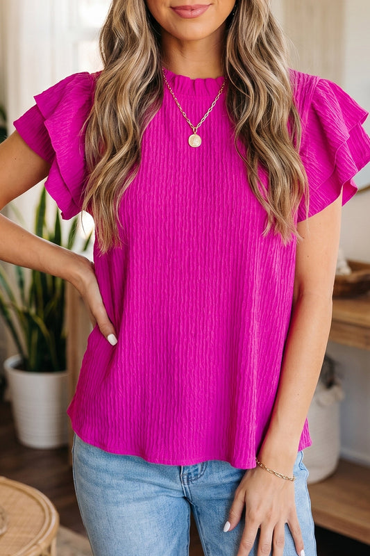 Threaded Pear Londyn Trim Short Sleeve Blouse