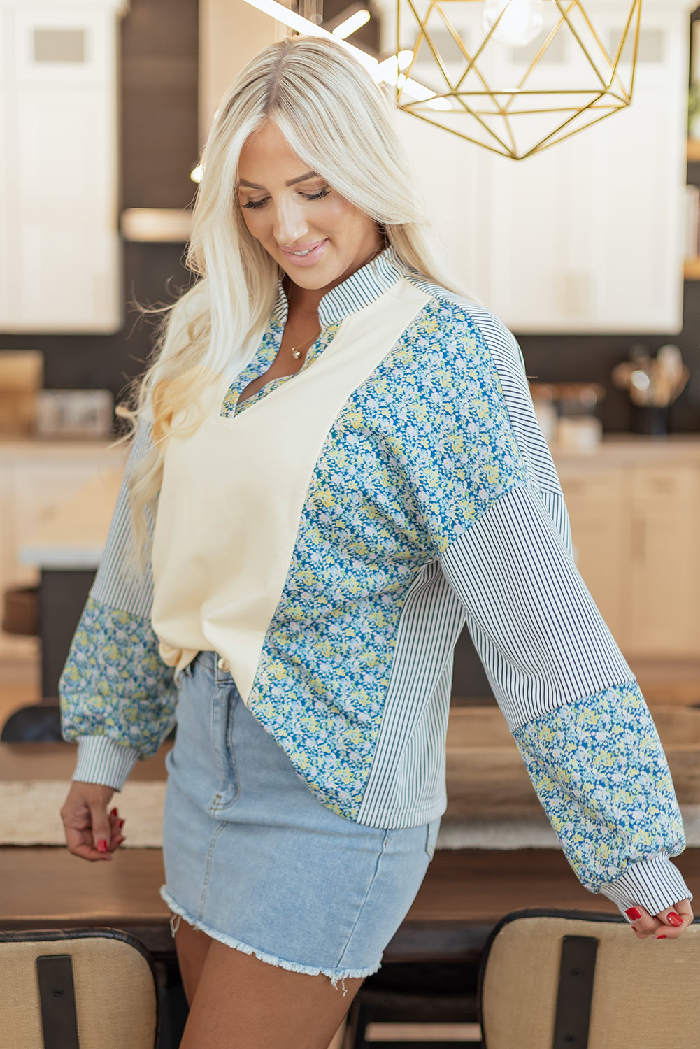 Threaded Pear Syllena Collared Boxy Fit Sweatshirt