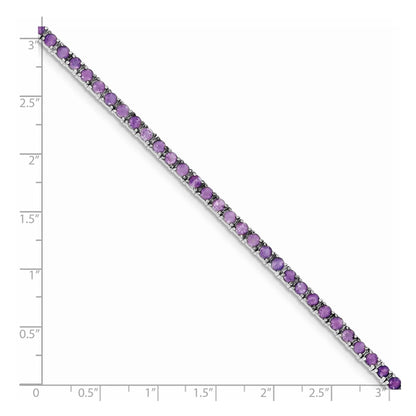 Genuine Amethyst Silver Tennis Bracelet