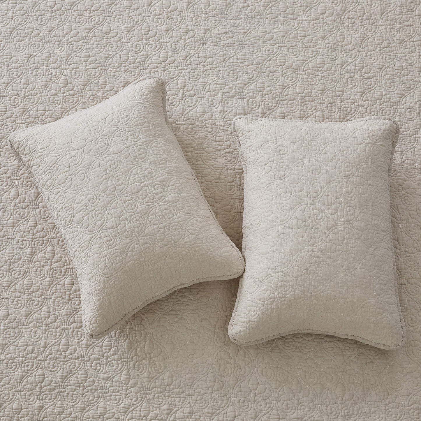 Patina Vie 3 Piece 100% Cotton Stitched Embroidered Quilt Set