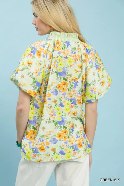 Umgee Watercolor Floral Top