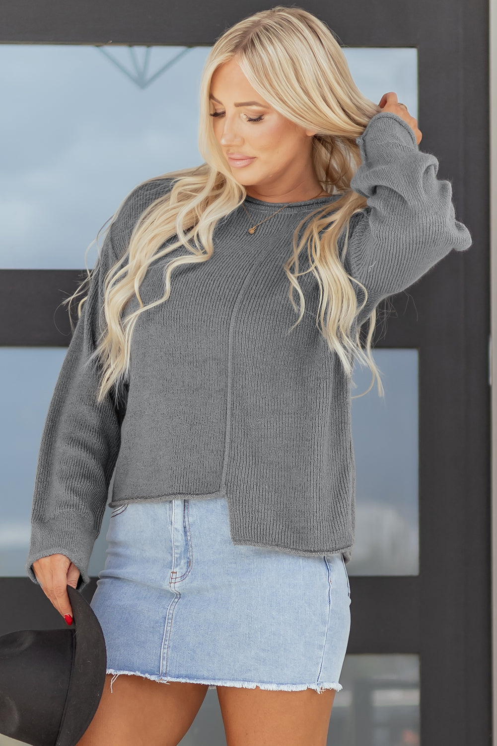 Threaded Pear Tessa Patchwork Drop Shoulder Sweater