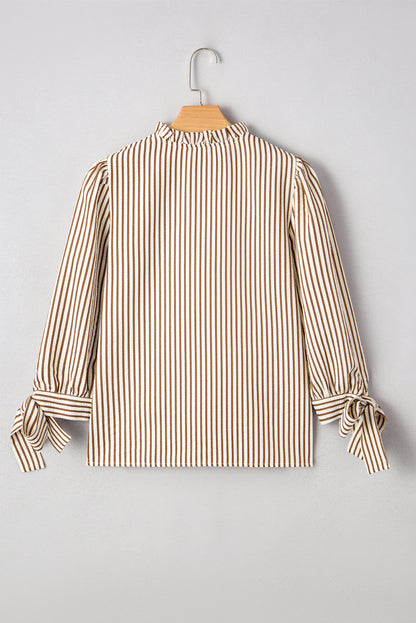 Threaded Pear Blair Tied Cuffs Seersucker Blouse