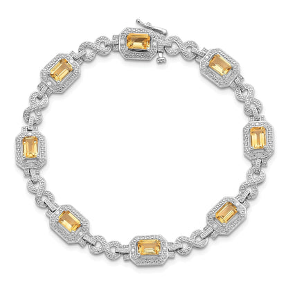 Genuine Citrine Diamond Infinity Link Bracelet
