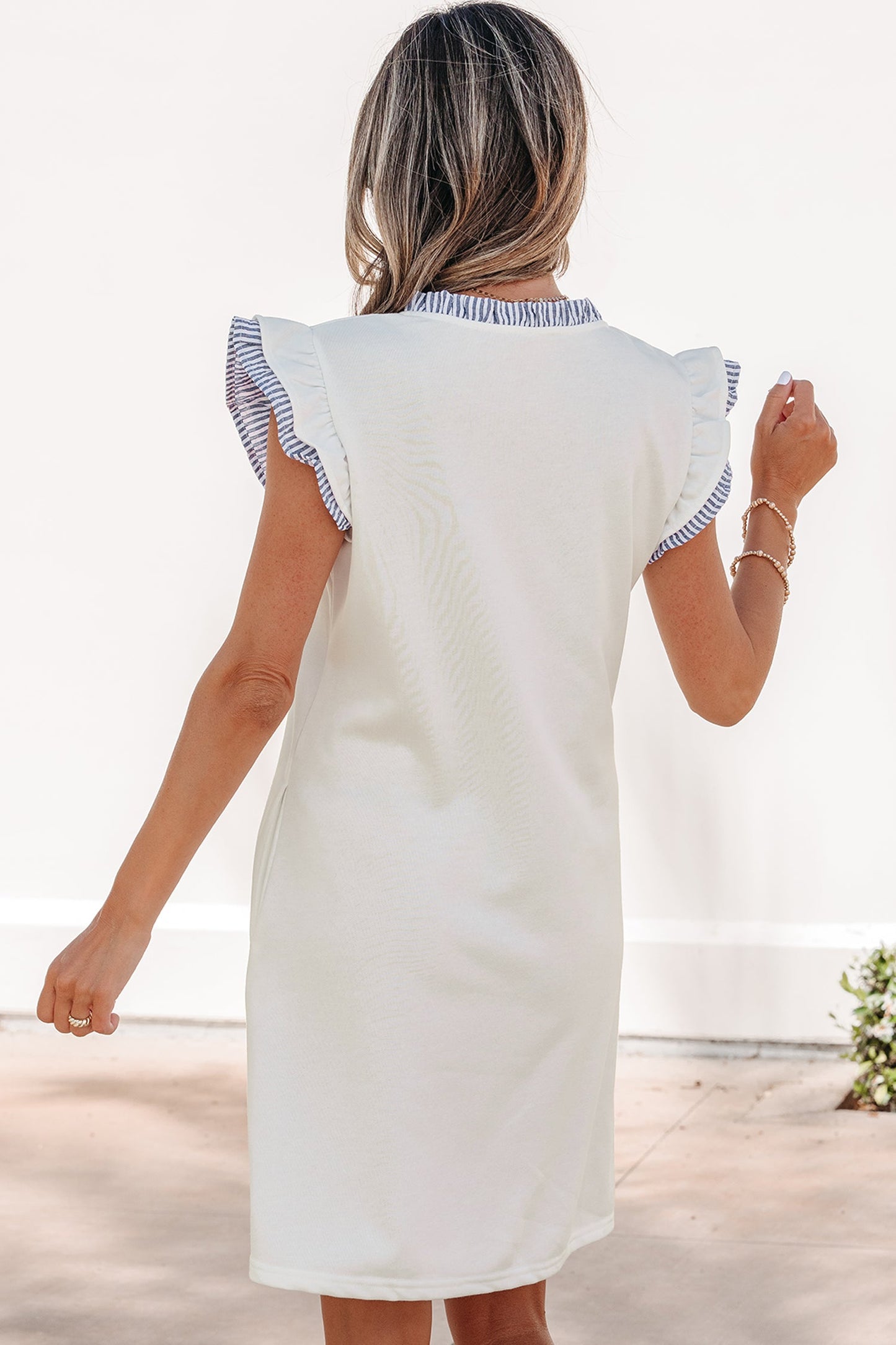 Threaded Pear Aleena Ruffle Trim Sleeveless Dress