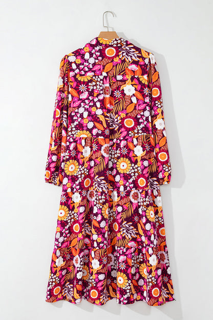 Threaded Pear Alina Collared Tiered Long Dress