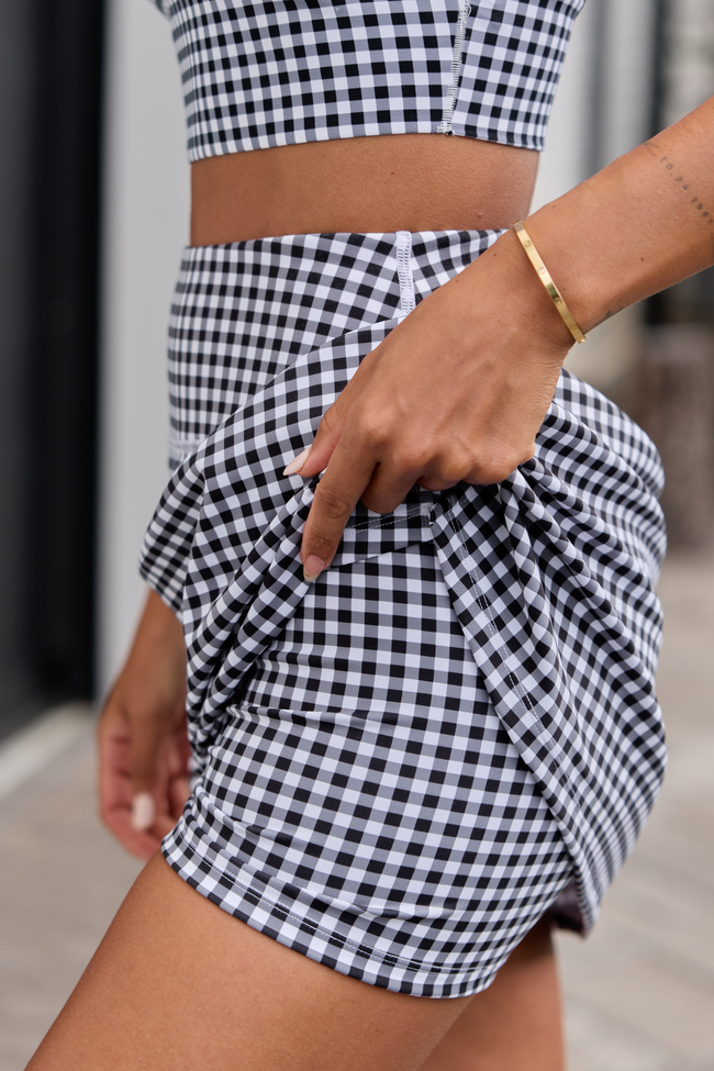 Active State Black Gingham Active Skirt