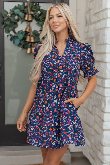 Threaded Pear Serenity Puff Sleeve Mini Dress