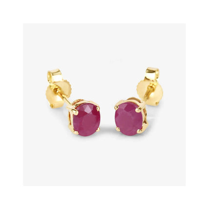 0.60 Ct Oval Pink Ruby Prong 10K Gold Stud Earrings