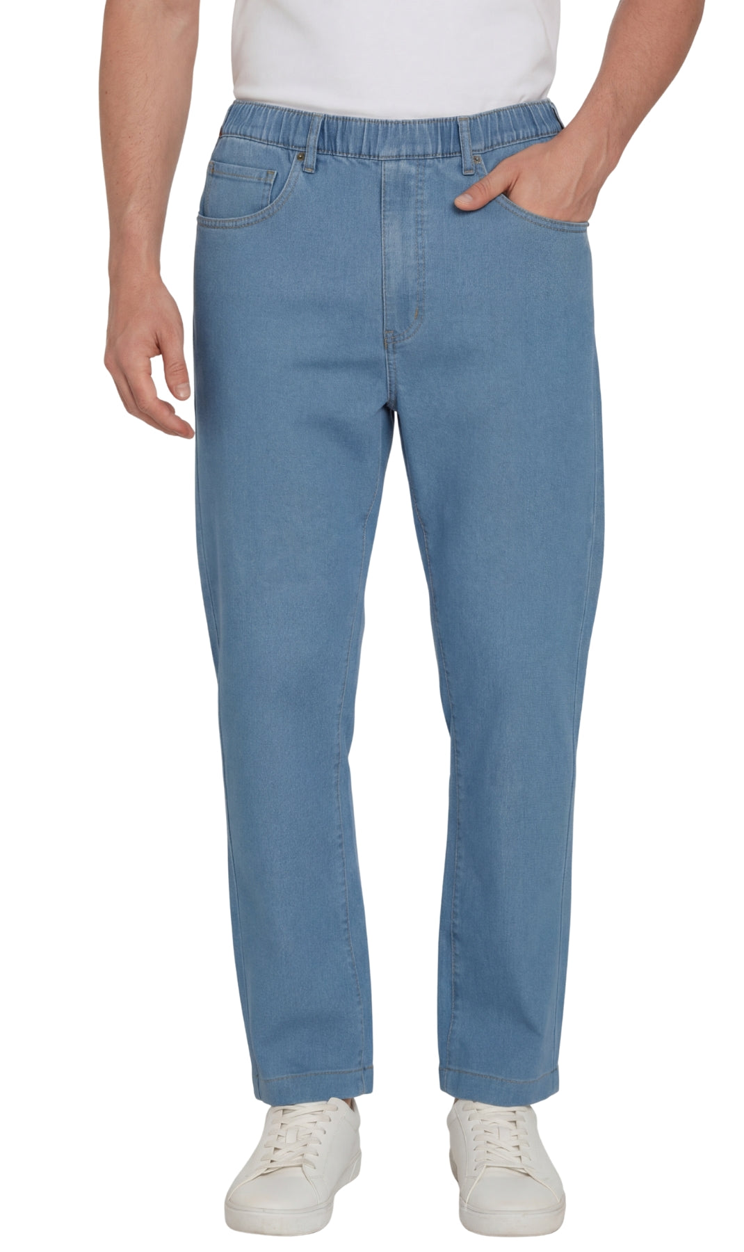 Men's Casual Elastic Waist Denim & Twill Pull on Jeans Pants