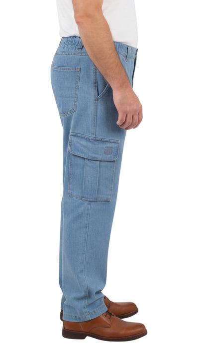 Men’s Double Cargo Pocket Pull-On Jeans – Rugged Cargo Pants in Cotton Blend Fabric