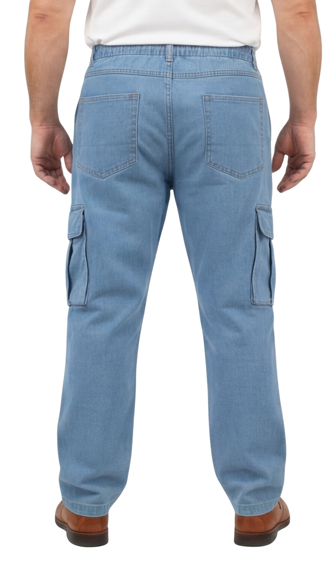 Men’s Double Cargo Pocket Pull-On Jeans – Rugged Cargo Pants in Cotton Blend Fabric