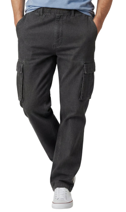 Men’s Double Cargo Pocket Pull-On Jeans – Rugged Cargo Pants in Cotton Blend Fabric