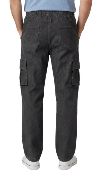 Men’s Double Cargo Pocket Pull-On Jeans – Rugged Cargo Pants in Cotton Blend Fabric