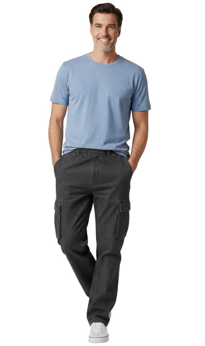 Men’s Double Cargo Pocket Pull-On Jeans – Rugged Cargo Pants in Cotton Blend Fabric