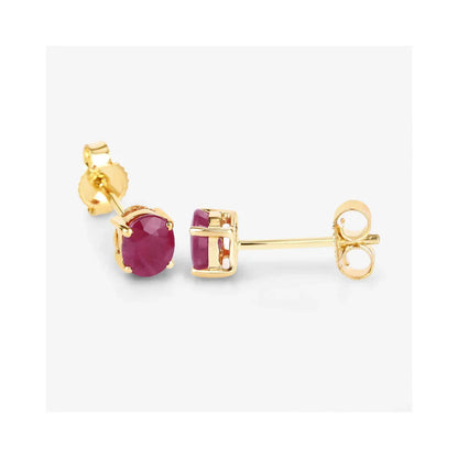 0.60 Ct Oval Pink Ruby Prong 10K Gold Stud Earrings