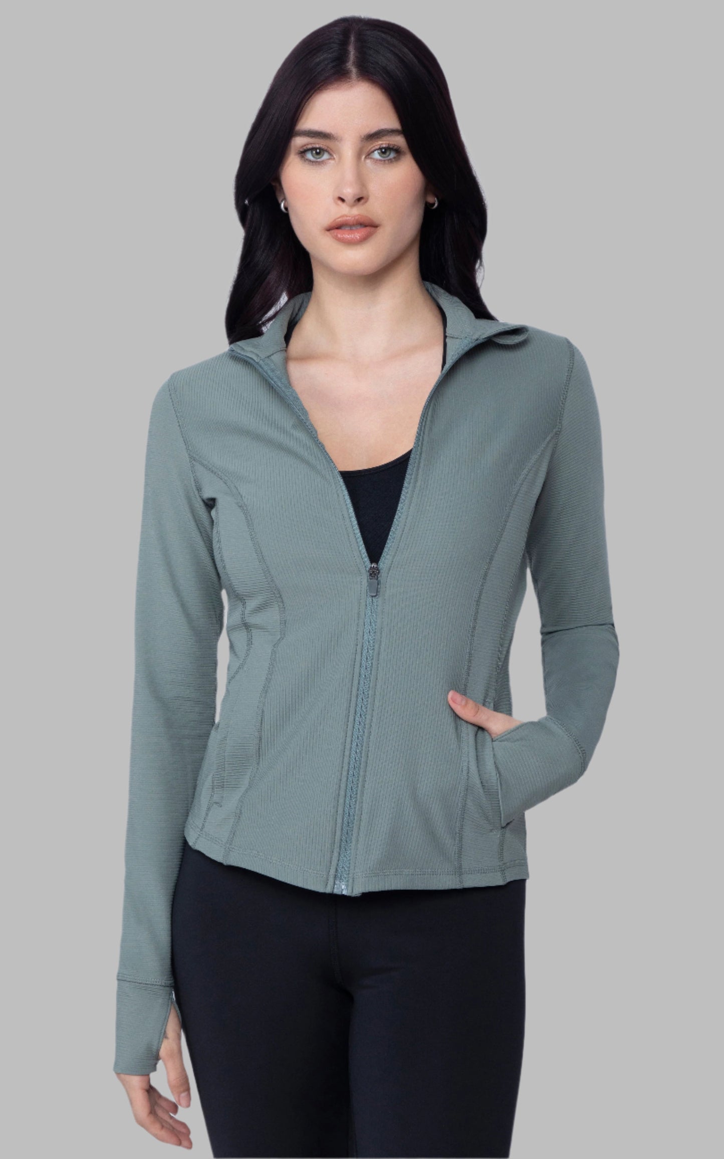 Interlink Ribbed Princess Seam Performance Jacket - Our Earthy Story