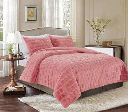 Elegant Comfort Fluffy 3-Piece Faux Rabbit Fur Comforter Set
