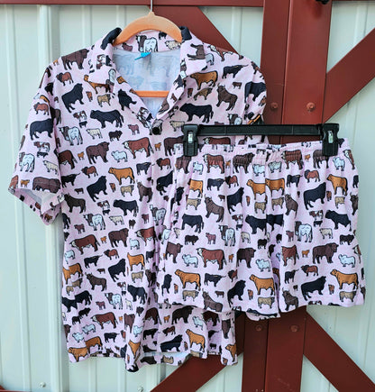 Pink Cattle Ranch Women's Western Pajama Set
