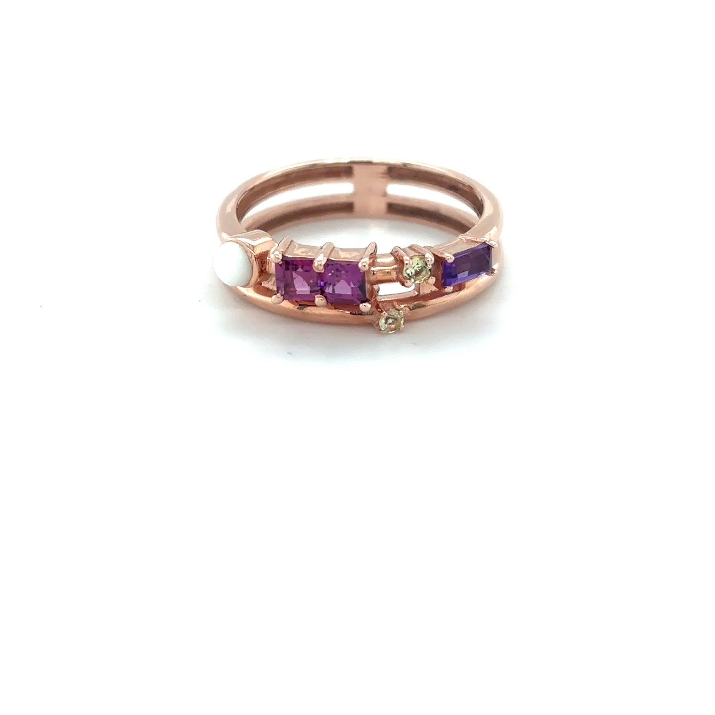 Natural Rhodolite and Multi Stone Silver Ring