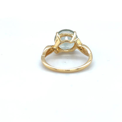 3.11 Ct Round Green Amethyst and White Topaz Prong Silver Bypass Ring