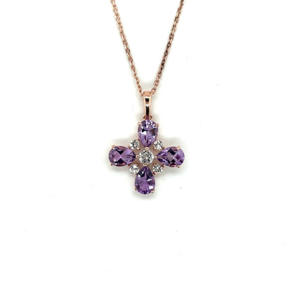 Natural Amethyst Dainty Four Clover Necklace