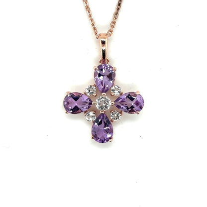 Natural Amethyst Dainty Four Clover Necklace