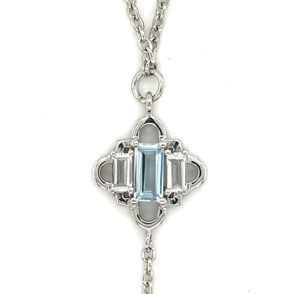 Natural Sky Blue Topaz Y Drop Necklace Silver
