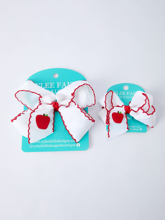 Back-to-school Apple Applique Girls Hairpin 4 Inches/6.25 inches