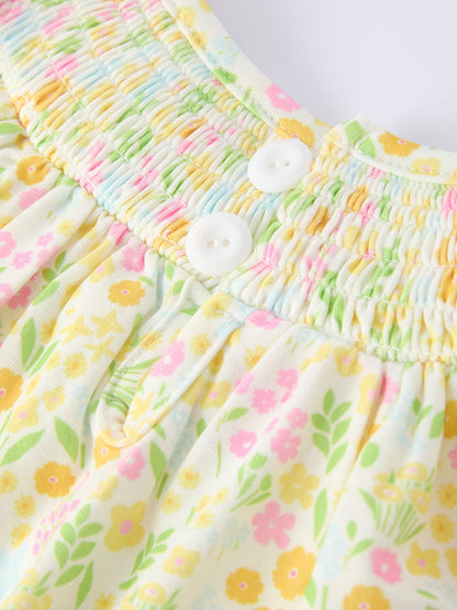 Spring Floral Smocked Baby Girl Romper