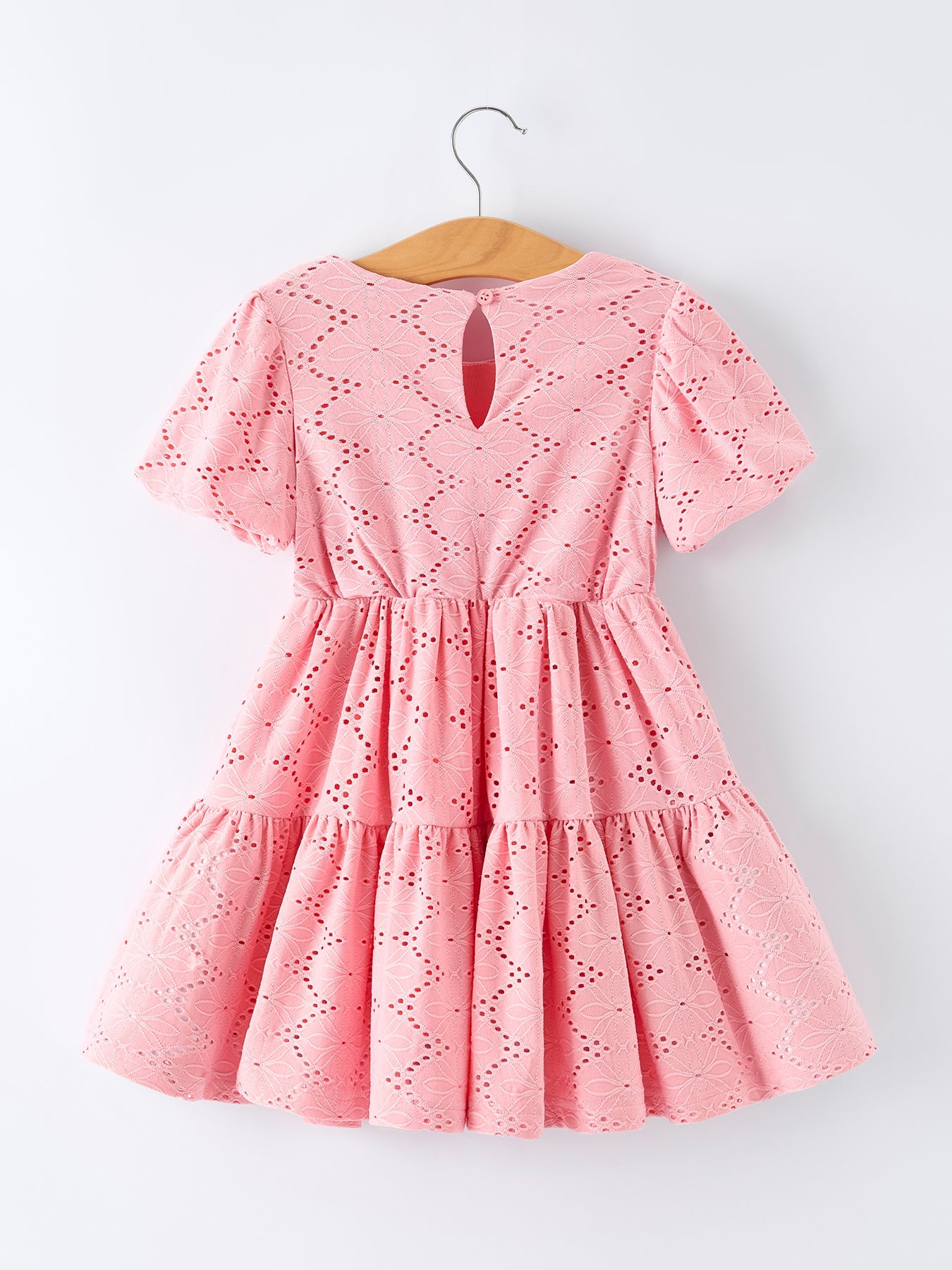 short embroidered dress Pink Eyelet Embroidered Girl Short Sleeve Dress – Zulily