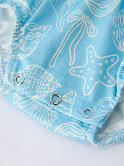 Spring Ocean Girls Romper Bow Ruffle