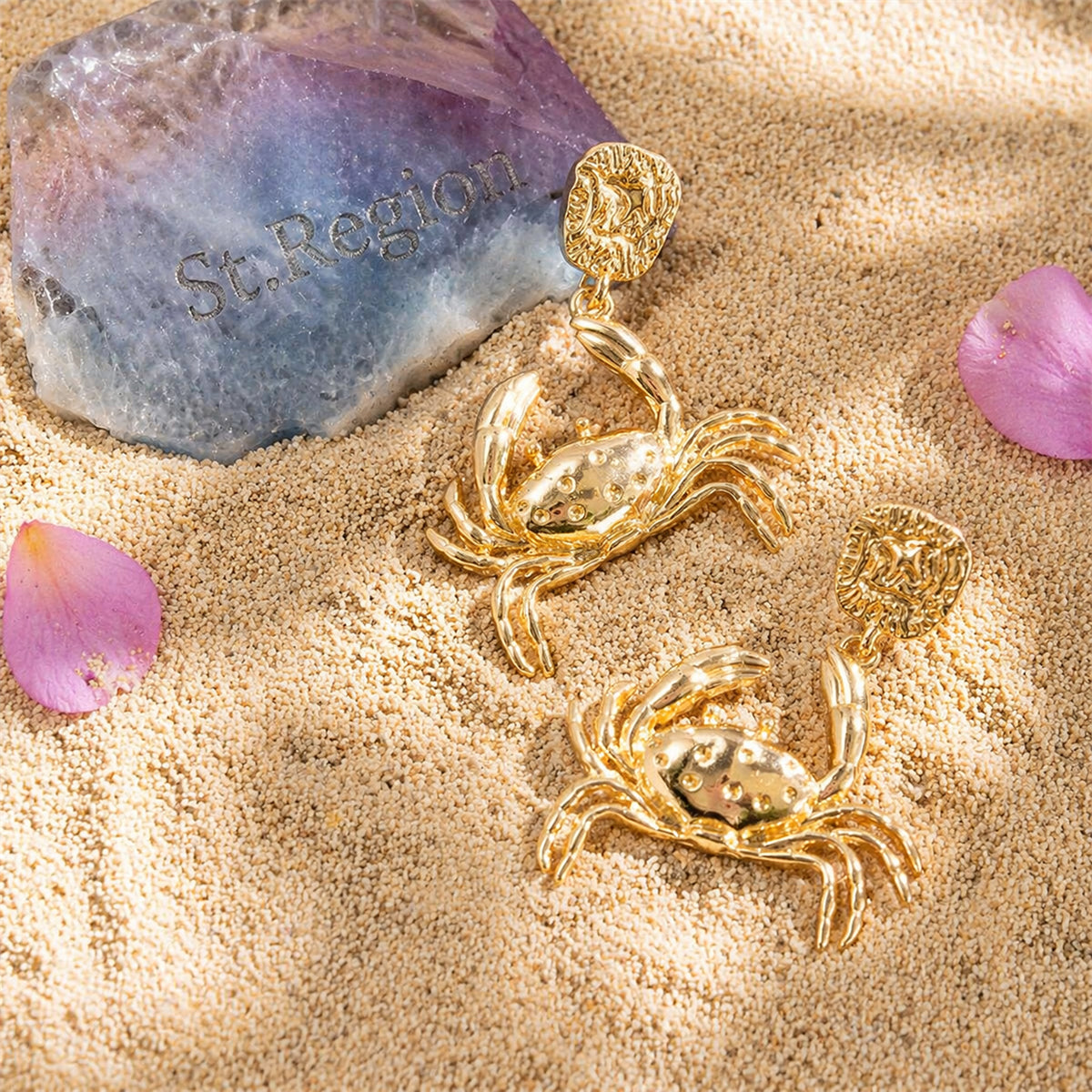 Goldtone Crab Dangle Earrings