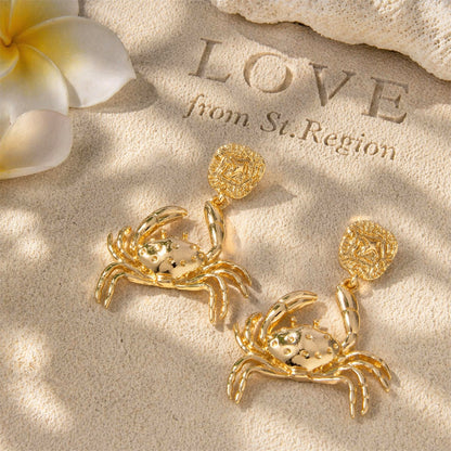 Goldtone Crab Dangle Earrings