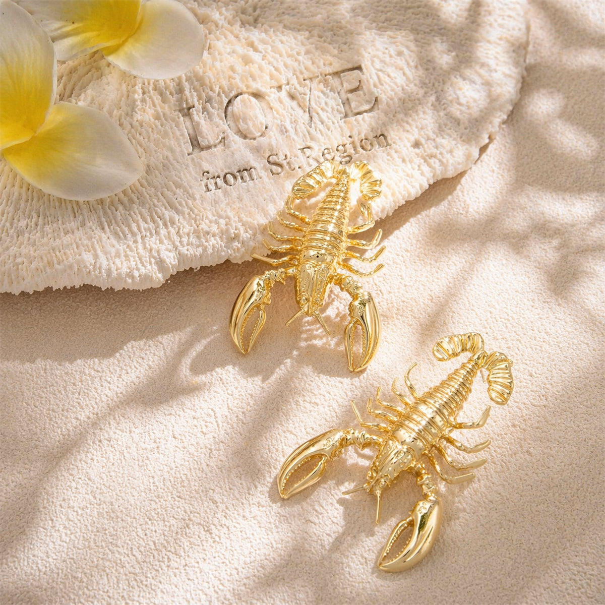 Goldtone Lobster Dangle Earrings