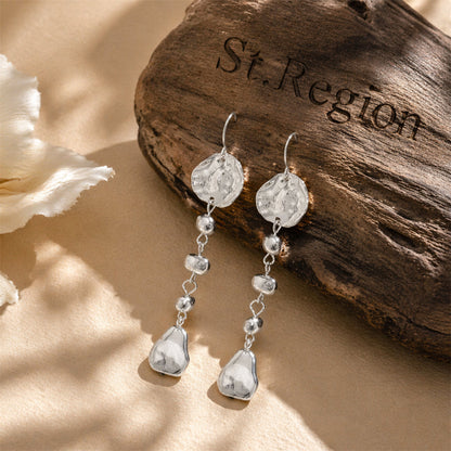 Silvertone Irregular Beads Drop Dangle Earrings