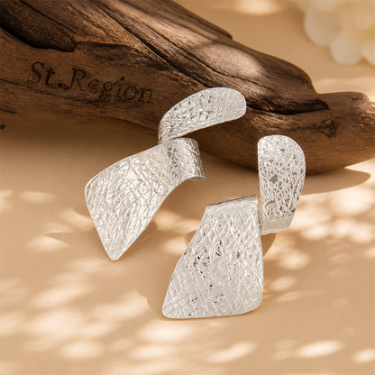 Silvertone Twisted Textured Statement Dangle Earrings