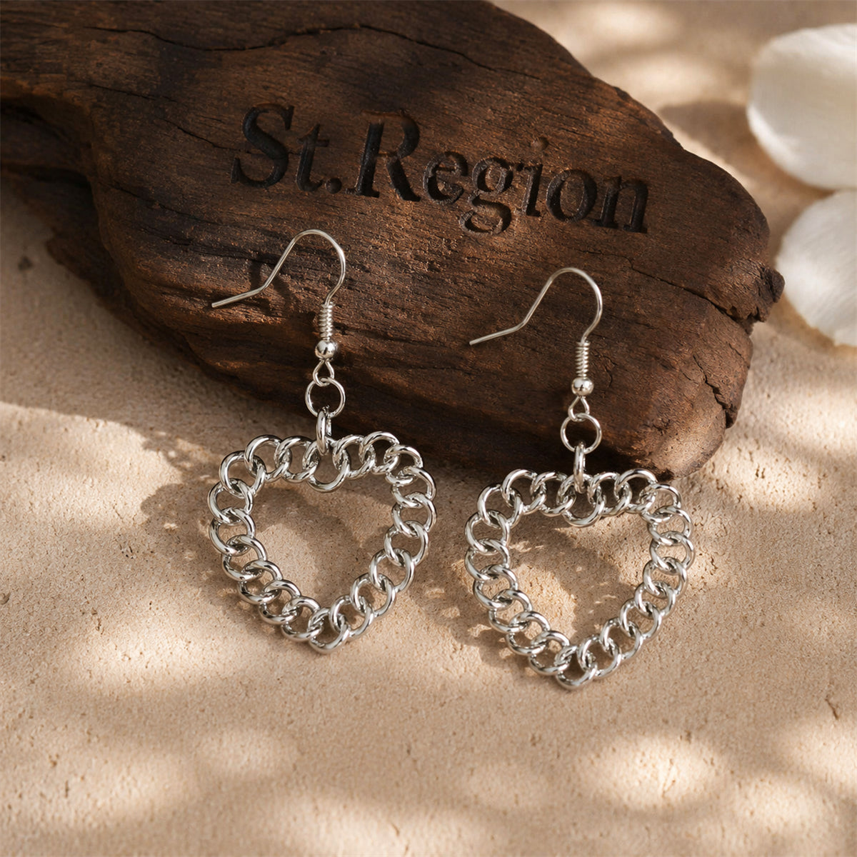 Silvertone Figaro Open Heart Drop Earrings