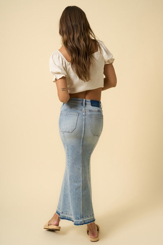 Denim Lab USA | Mermaid Maxi Denim Skirt