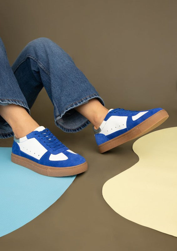 Blue Leather Suede-