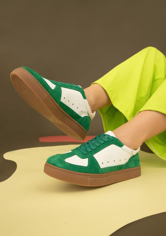 Green Leather Suede-