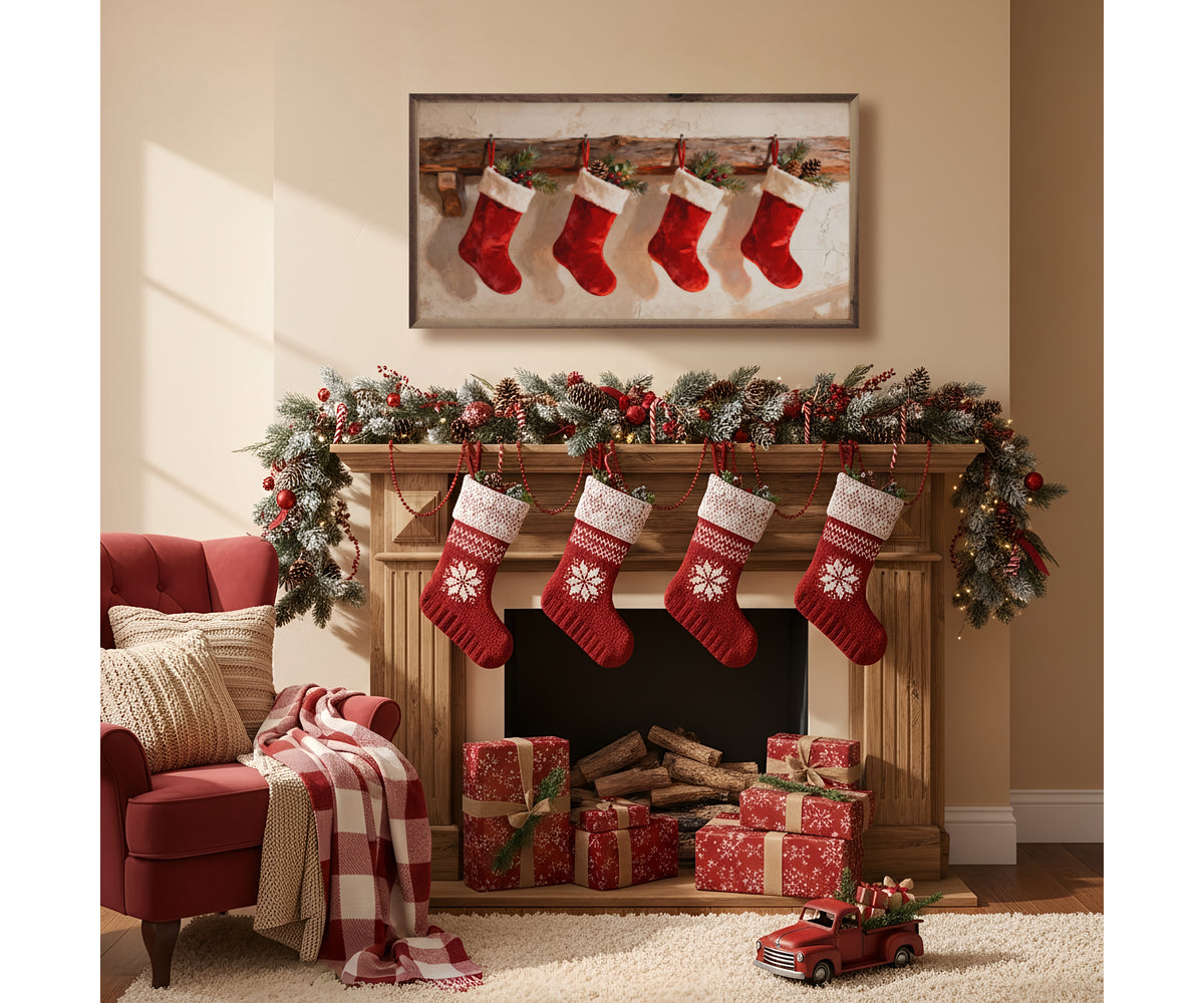Kendrick Home Four Red Christmas Stockings
